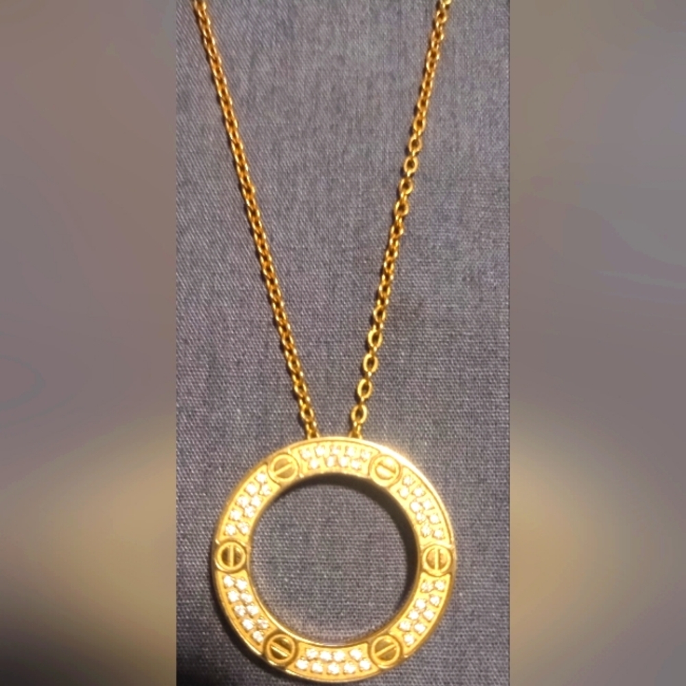 Cartier Love Necklace Pav`e Diamond Circle Necklace